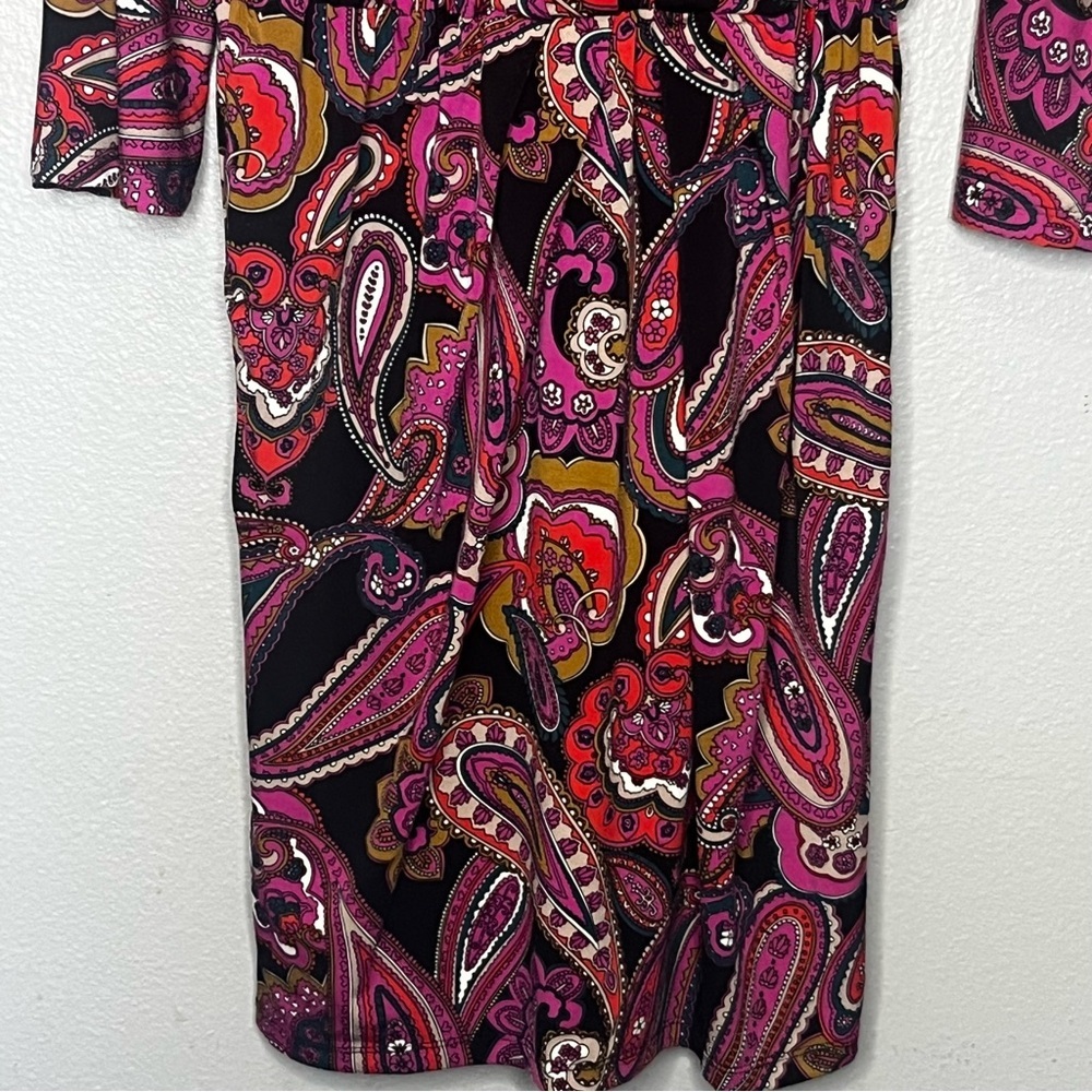 Trina By Trina Turk Paisley Jersey Dress Small Lined Mini Business Career Party - Picture 5 of 9